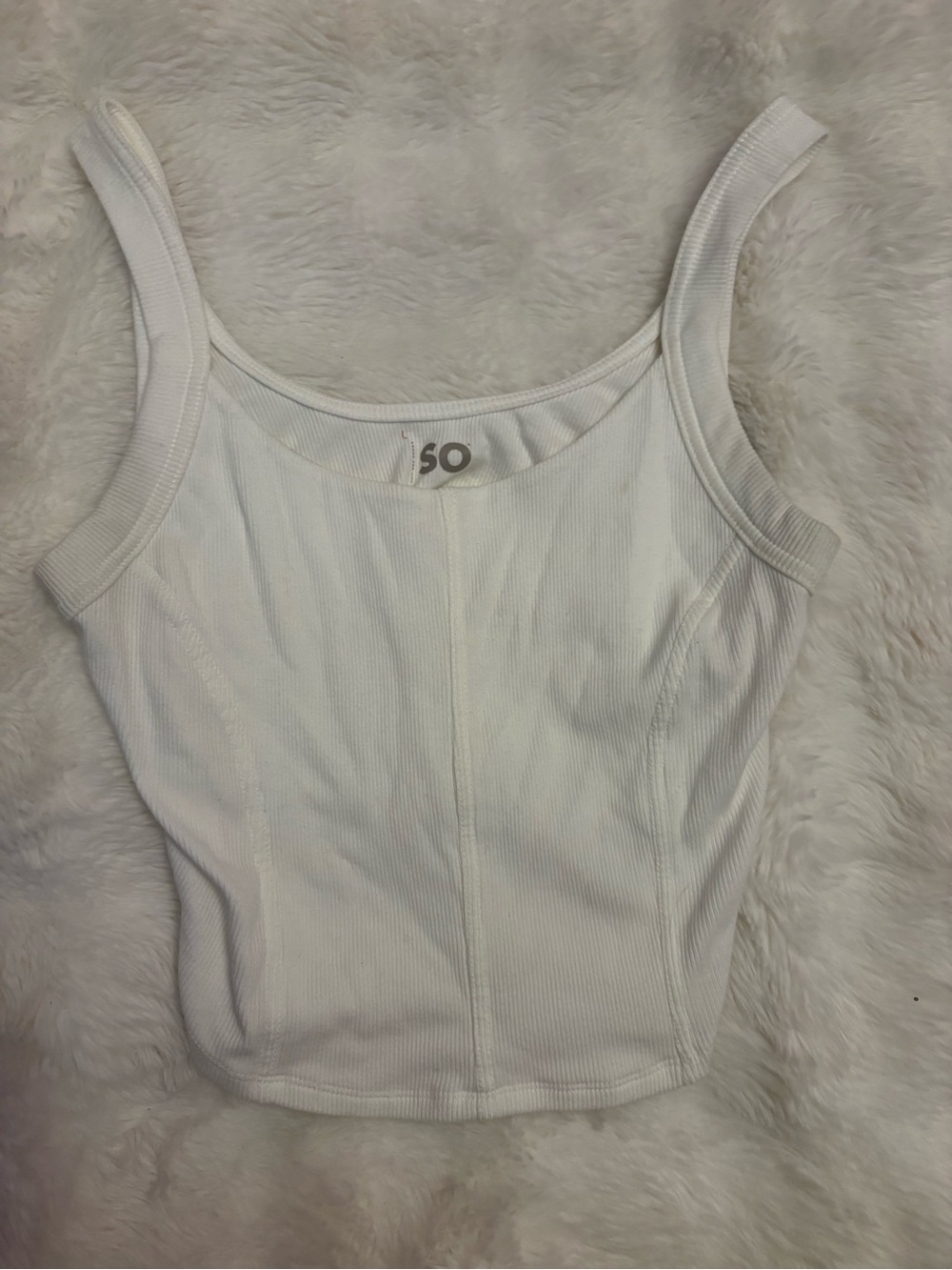 SO White Ribbed Tank Top